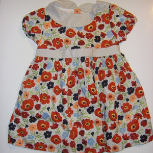 Janie And Jack Lined Floral Dress with Polka Dots